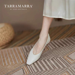 TARRAMARRA 女士澳洲经典尖头优雅奶奶鞋浅口低跟单鞋轻便显瘦女鞋 奶油白 37