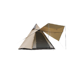 户外露营帐篷自动印第安金字塔帐篷涂银遮阳防晒防雨防蚊 沙色自动印第安|2-4
