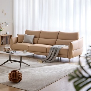 林氏木业 BS091 简约现代客厅家用科技布艺沙发 浅驼色左单人+右三人