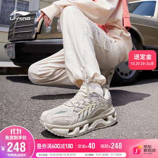 LI-NING 李宁 女鞋运动时尚鞋2022运动生活系列女子潮流休闲鞋AGLS064 珍珠白/牡蛎灰/云雨灰-2 36