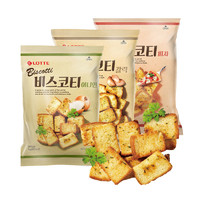 LOTTE 乐天 韩国进口乐天烤面包片蒜葱香披萨味70g*3袋