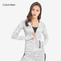 Calvin Klein CK Performance 2020秋冬款 女装线型印花胶印LOGO连帽夹克 4WF0J463 100-白色 S