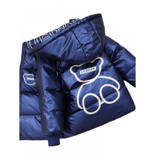 snoopy 史努比 男女童通用短款连帽羽绒服 深蓝色 140cm