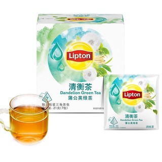 Lipton 立顿 花草茶 养生茶 清衡茶 蒲公英茶 蒲公英绿茶 三角茶包袋泡茶叶调味茶7包21g