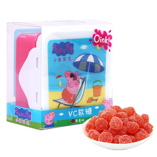 小猪佩奇 糖果盒/小餐盒 VC软糖 草莓味 果汁糖 36g/盒 颜色随机发货