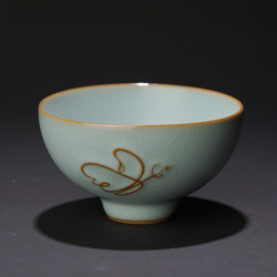 主人杯开片冰裂天青色汝瓷茶杯功夫茶茶具景德镇手工陶瓷霓裳羽衣杯