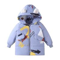 SNOOPY 史努比 女童短款棉服 花布灰蓝 120cm