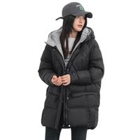 YAYA 鸭鸭羽绒服 女士中长款羽绒服 DYD06B0100 黑色 M