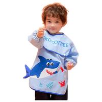 kocotree kk树 KQ20123 儿童吃饭罩衣 围兜款 蓝色小鲨鱼 M