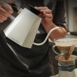 BREWISTA 五代快冲咖啡壶智能温控手冲壶家用不锈钢细长嘴泡茶壶 X-珍珠白0.8L