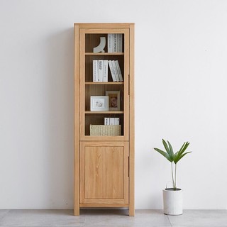 原始原素 实木书柜 展示柜北欧现代简约书房橡木书架 0.6米2门 JD-3064