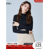 Roem 德绒打底衫简约纯色T恤新款半高领时尚多色舒适打底内搭女 黑色 160/S