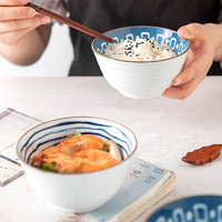 瓷魂 日式碗4只装4.5英寸陶瓷碗家用汤碗面碗饭碗陶瓷餐具套装防烫甜品碗沙拉碗 青花系列