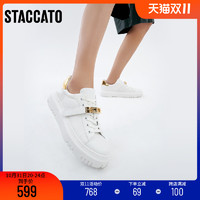 STACCATO 思加图 2022春季新款时尚小白鞋系带厚底休闲单鞋女皮鞋9AY97AM2