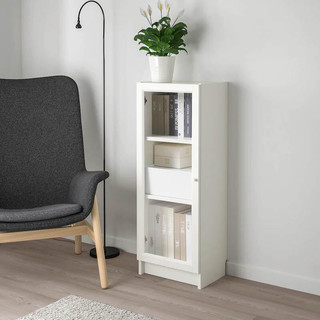 IKEA 宜家 BILLY 毕利 / 奥克伯书柜，带门书柜 白色/透明玻璃