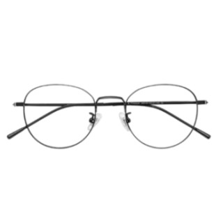 潮库 95123 黑色纯钛眼镜框+1.61折射率 防蓝光镜片 灰变