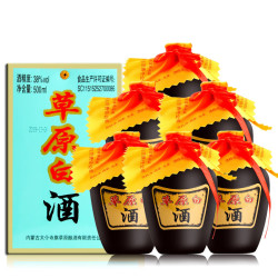 草原 白酒 内蒙古太仆寺旗 纯粮食酒 清香型白酒 坛草38度 500ml*6瓶