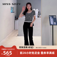 MISS SIXTY 预售Miss Sixty2022秋季新款牛仔裤女黑色七分裤微喇叭裤显瘦棉质