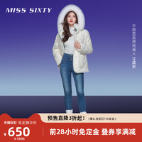 MISS SIXTY 预售Miss Sixty2022秋季新款三环高腰牛仔裤女磨毛紧身破洞铅笔裤