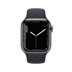 Apple 苹果 Watch Series 7 智能手表GPS + 蜂窝款45 毫米石墨色不锈钢表壳午夜色运动型表带MNAX3CH/A