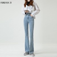 FOREVER 21 FOREVER21浅蓝色微喇叭牛仔裤女春秋高腰显瘦高个子加长马蹄裤子