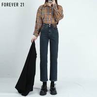 FOREVER 21 FOREVER21直筒牛仔裤女秋冬加绒2022年新款高腰宽松小个子烟管裤