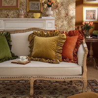 范居态度 罗马纯色法式田园丝绒抱枕客厅沙发靠背腰枕靠垫
