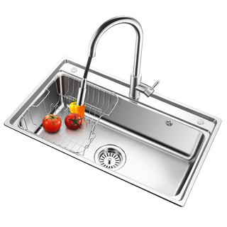 OULIN 欧琳 厨房水槽单槽 不锈钢水槽洗菜盆单槽OLJD616-A