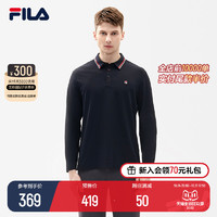 FILA 斐乐 官方男子长袖POLO衫2022秋季新款商务休闲翻领针织上衣