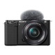 SONY 索尼 ZV-E10 APS-C画幅 微单相机 黑色 E 35mm F1.8 OSS 定焦镜头 电池蓝牙手柄套装