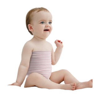 EMXEE 嫚熙 MX-498203674 婴儿肚兜 双层款 2条装 粉条+蓝粉细条 52cm