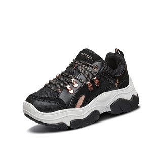 SKECHERS 斯凯奇 STREET系列 Black Jack 女子休闲运动鞋 74238/BKRG 黑色/玫瑰金色 36