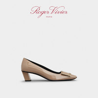 Roger Vivier 罗杰维维亚 RV女鞋方扣高跟鞋方头粗跟婚鞋单鞋