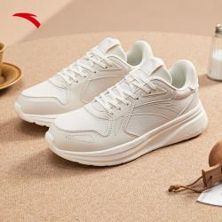 anta安踏休闲鞋女鞋2022秋冬新款轻便革面跑步鞋阿甘鞋