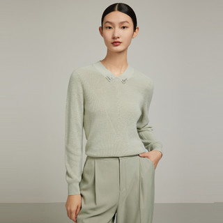 Juzui 玖姿 绵羊毛针织衫2022冬季新款纯色通勤打底衫上衣洋气毛衣