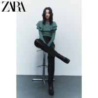 ZARA 秋冬新款 女装 叠层装饰罗纹 T 恤 1044629 442