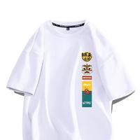 JEANSWEST 真维斯 男女款圆领短袖T恤 JR-23-10060 狮来运转 白色 XXL
