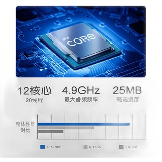 IPASON 攀升 魅影 游戏电脑主机（i7-12700F、16GB、500GB、RTX3060TI）