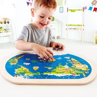 Hape 世界地图拼图儿童立体木质早教拼板益智力玩具3岁+E8311