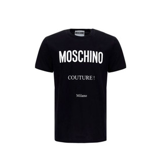 MOSCHINO 男士黑色经典徽标印花短袖T恤 0719-2040