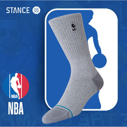 STANCE 斯坦斯 中筒袜NBA联名logo男士休闲袜子舒适透气时尚篮球运动袜A558A20LOG系列 灰麻色 S