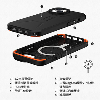 UAG 适用于苹果14手机壳iphone14手机壳Magsafe气囊防摔防指纹商务硬壳