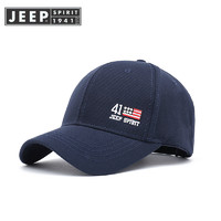 JEEP吉普棒球帽男士秋季流行时尚百搭纯棉透气可调节鸭舌帽 深蓝色 56-61可调节