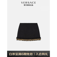 VERSACE 范思哲 奢侈品女装金属链条拼接设计棉质短裙下装裙子服饰黑色1003977-1A02936-1B00038