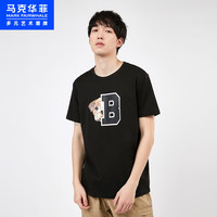 马克华菲 潮T恤男士2021夏季新款可爱狗狗印花圆领纯棉上衣