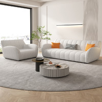 几度 北欧轻奢科技绒布沙发家用客厅小户型意式现代简约三人位直排沙发