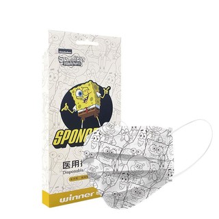 winner 稳健医疗 海绵宝宝联名款 604-008421 医用护理口罩 7片 欢喜灰