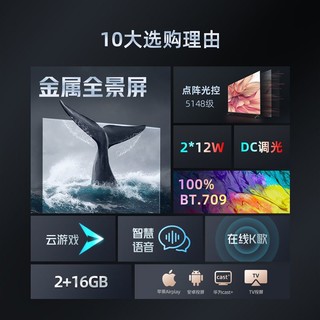 CHANGHONG 长虹 新款55D5 55英寸4K超高清无边全景屏智能AI语音液晶平板电视
