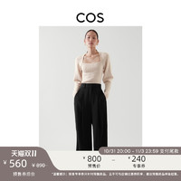 COS 女装 休闲版型高腰褶裥长裤黑色新品1039703002