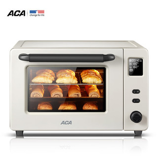 ACA 北美电器 ATO-E45S电烤箱家用全自动多功能烘焙40升搪瓷内 米黄色